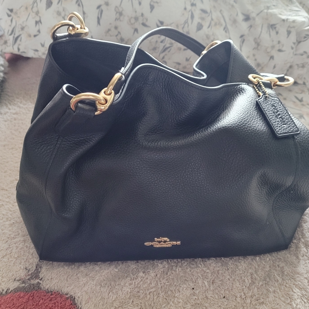 ‼️SOLD! Coach Black Hallie Leather Shoulder Bag